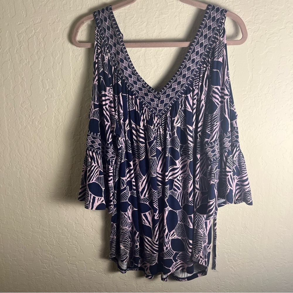 Simply Emma Blue and Purple Smocked Blouse